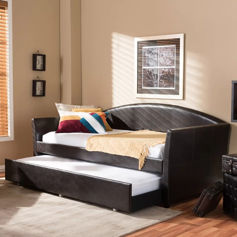 Trundle Bed: Twin Solid Wood Daybed with Trundle