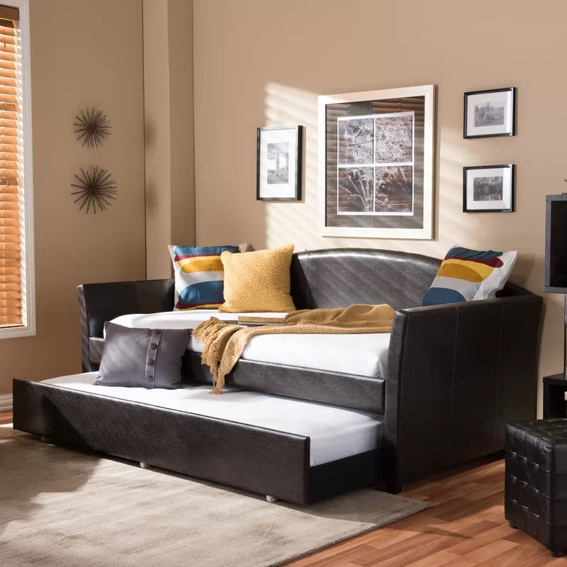 Trundle Bed: Twin Solid Wood Daybed with Trundle