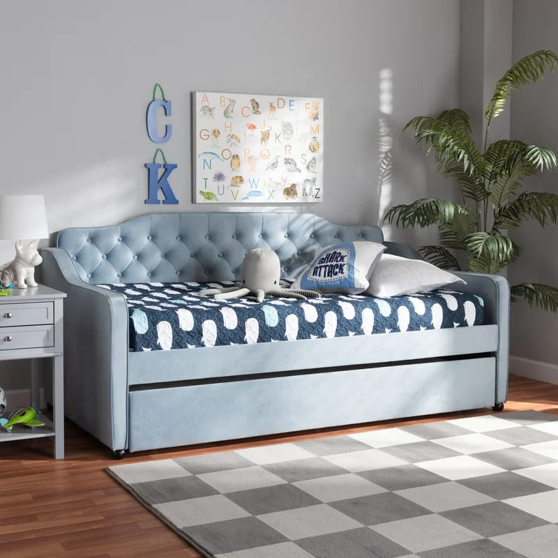 Trundle Bed: Twin Solid Wood Daybed with Trundle Bed