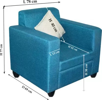 5 Seater Sofa Set:- (3+1+1) Turquoise Blue Fabric Sofa Set