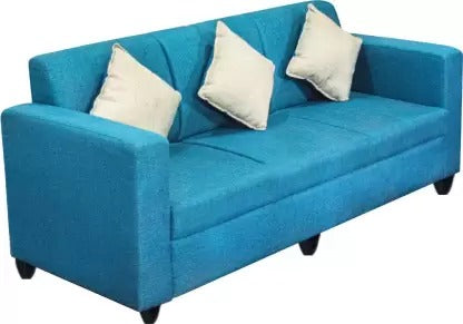 5 Seater Sofa Set:- (3+1+1) Turquoise Blue Fabric Sofa Set