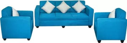 5 Seater Sofa Set:- (3+1+1) Turquoise Blue Fabric Sofa Set