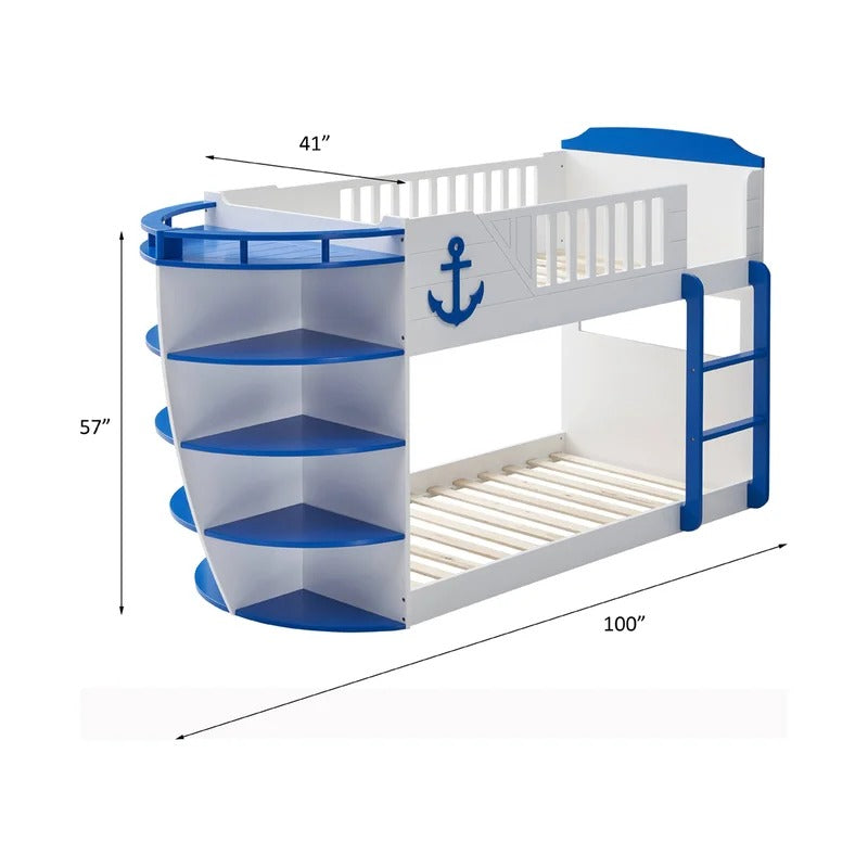Bunk Bed: Twin Bunk Bed with Bookcase