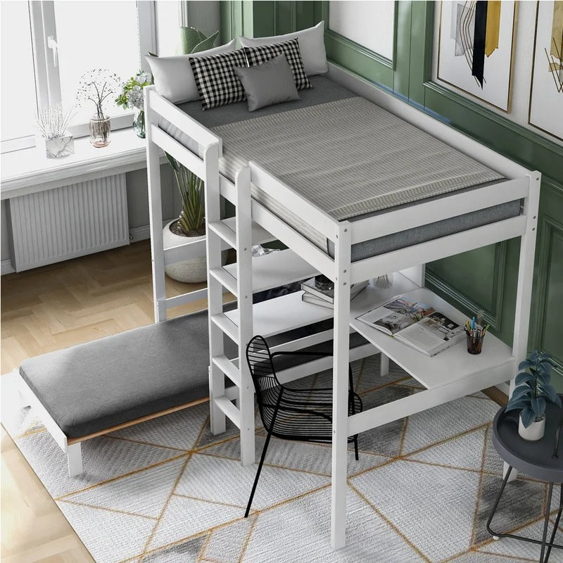 Bunk Bed: Twin Standard Bunk Bed with Built-in-Desk