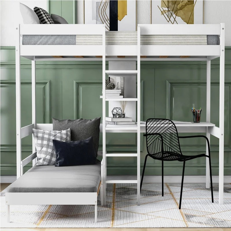 Bunk Bed: Twin Standard Bunk Bed with Built-in-Desk