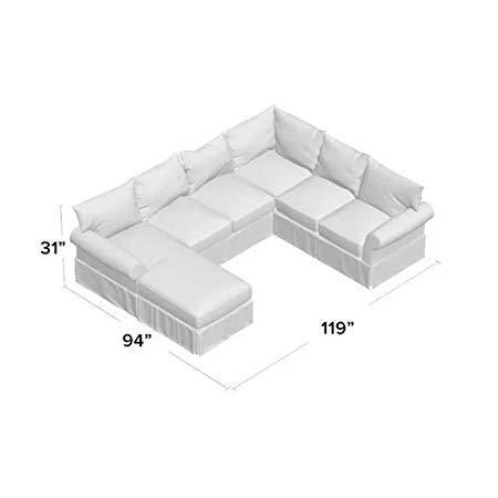 U Shape Sofa Set Upholstered Sectional Sofa Set (Dark Sea Green)
