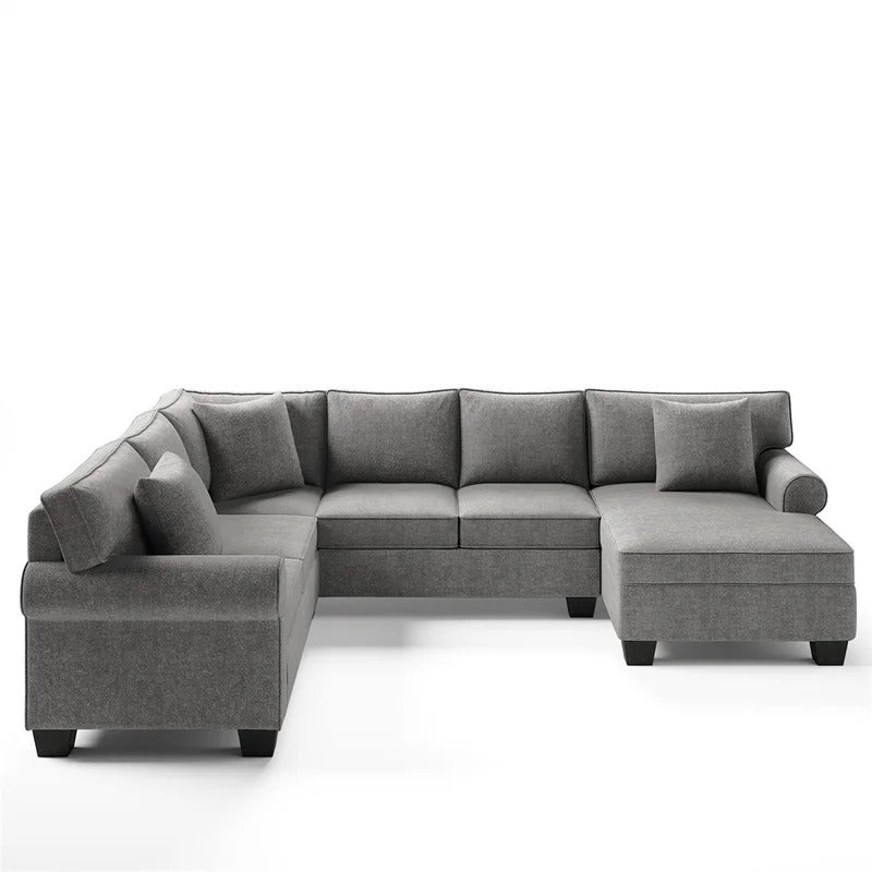 U Shape Sofa Set: 113" Wide Symmetrical Corner Sectional 7 Seater Sofa
