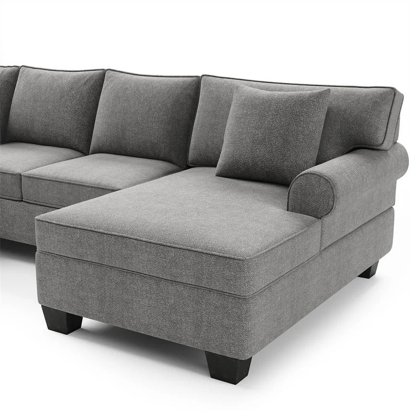 U Shape Sofa Set: 113" Wide Symmetrical Corner Sectional 7 Seater Sofa
