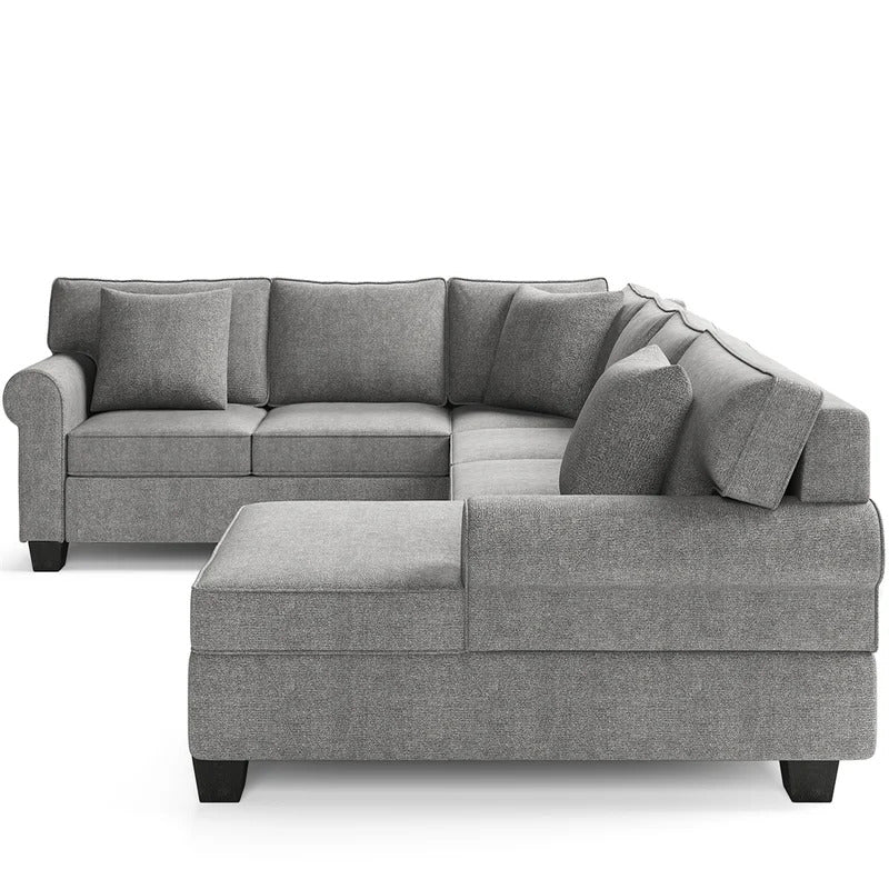 U Shape Sofa Set: 113" Wide Symmetrical Corner Sectional 7 Seater Sofa