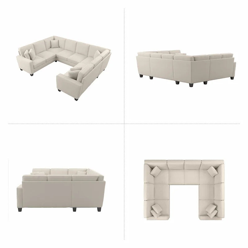 U Shape Sofa Set: 113" Wide Symmetrical Corner Sectional 8 Seater Sofa