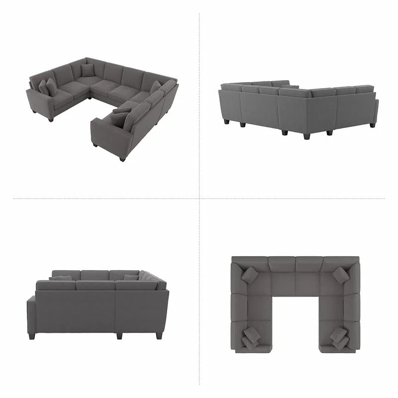 U Shape Sofa Set: 113" Wide Symmetrical Corner Sectional 8 Seater Sofa