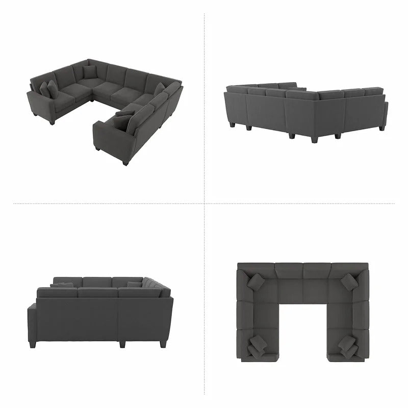 U Shape Sofa Set: 113" Wide Symmetrical Corner Sectional 8 Seater Sofa