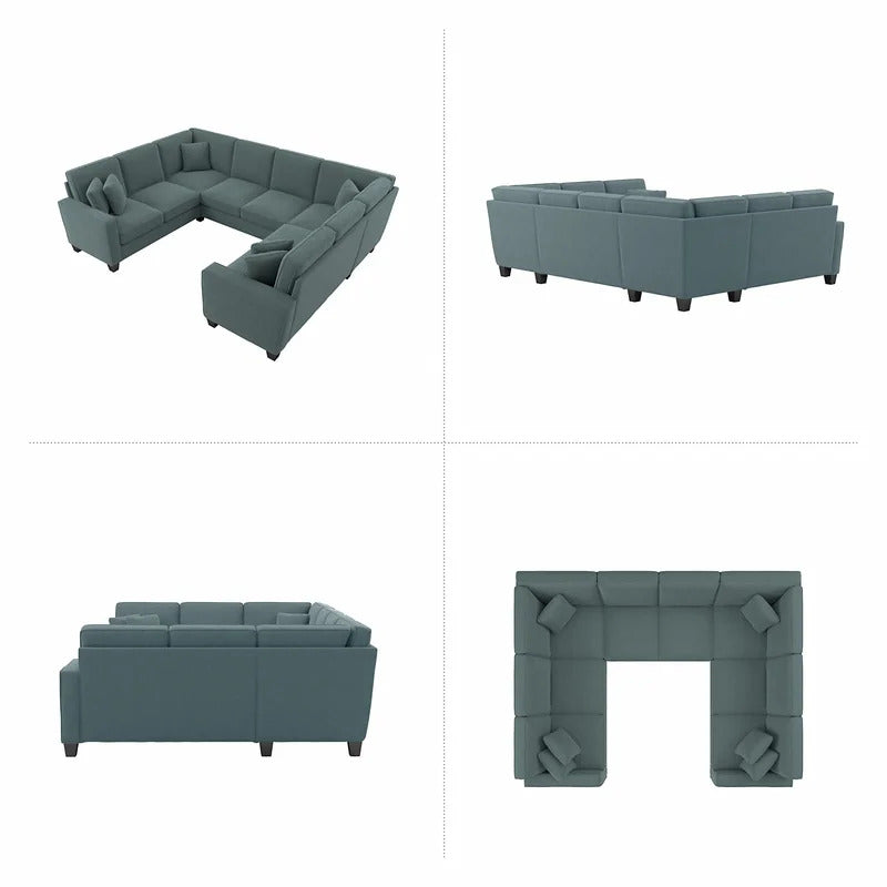 U Shape Sofa Set: 113" Wide Symmetrical Corner Sectional 8 Seater Sofa