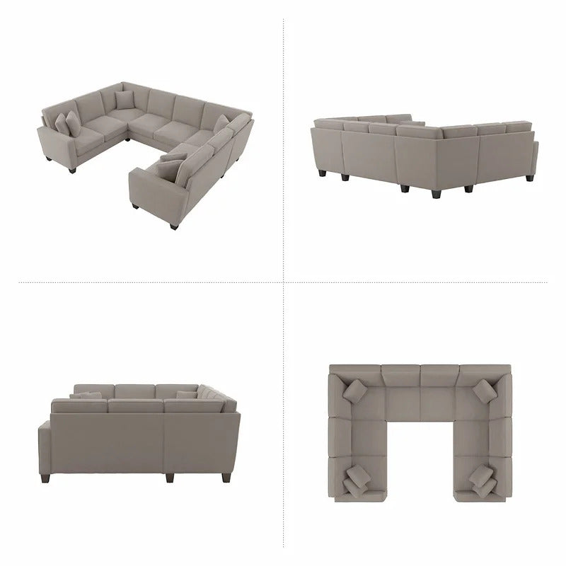 U Shape Sofa Set: 113" Wide Symmetrical Corner Sectional 8 Seater Sofa