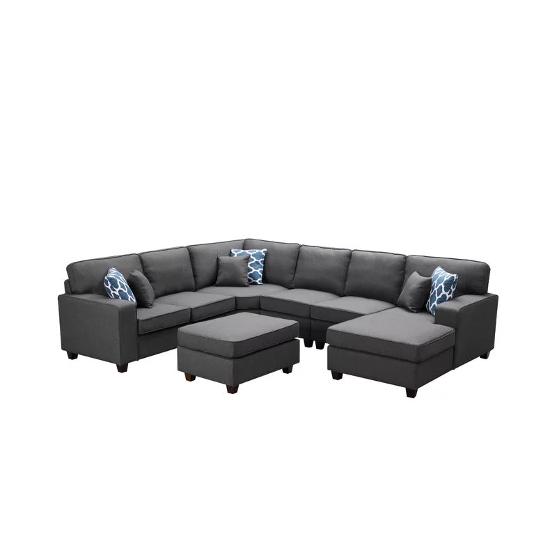 U Shape Sofa Set: 124" Wide Right Hand Facing 6 Seater Sofa