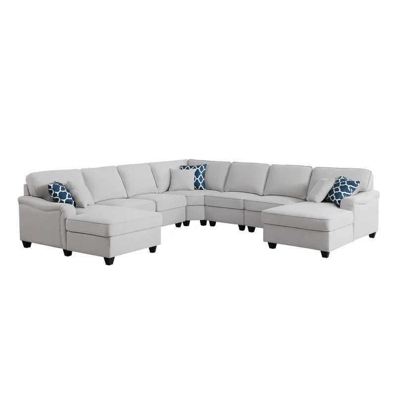 U Shape Sofa Set: 125'' Wide Symmetrical Corner Sectional 7 Seater Sofa