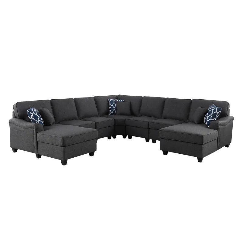 U Shape Sofa Set: 125'' Wide Symmetrical Corner Sectional 7 Seater Sofa