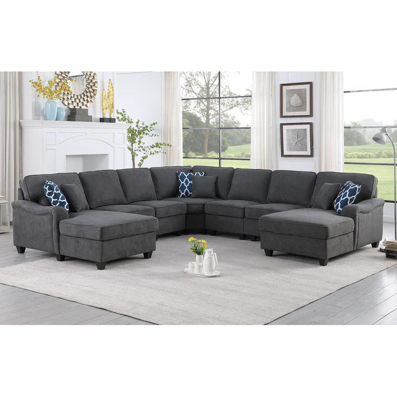 U Shape Sofa Set: 125'' Wide Symmetrical Corner Sectional 7 Seater Sofa