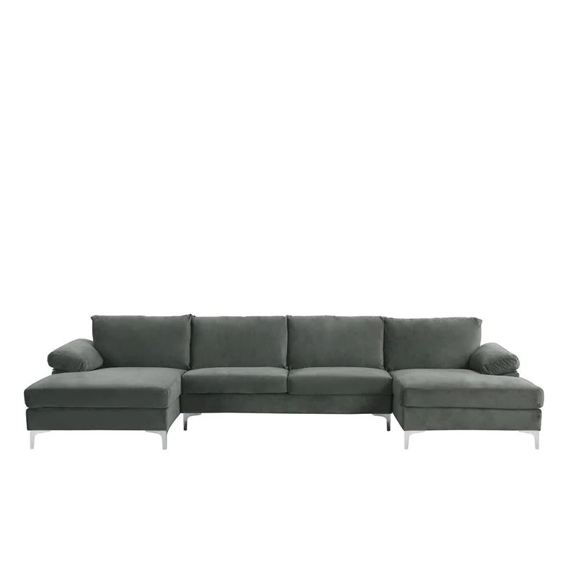 U Shape Sofa Set : 130.5" Wide Velvet Symmetrical Corner