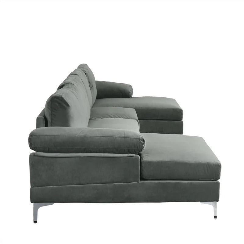 U Shape Sofa Set : 130.5" Wide Velvet Symmetrical Corner