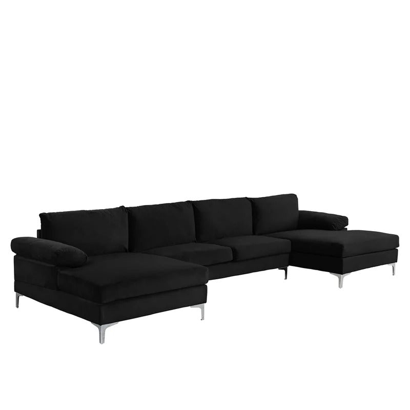 U Shape Sofa Set : 130.5" Wide Velvet Symmetrical Corner