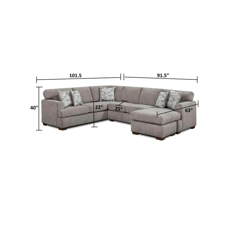 U Shape Sofa Set: 130" Wide Corner Sectional 5 Seater Sofa