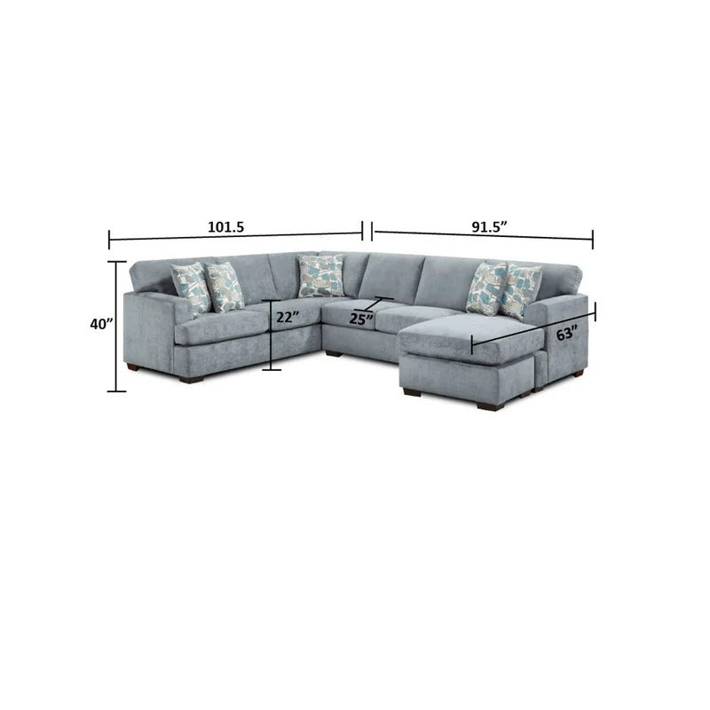 U Shape Sofa Set: 130" Wide Corner Sectional 5 Seater Sofa