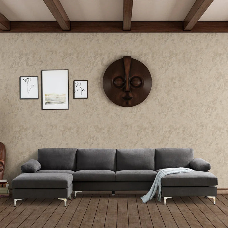 U Shape Sofa Set: 131" Wide Reversible Corner Sectional 5 Seater Sofa