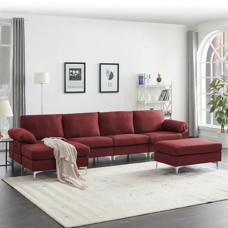 U Shape Sofa Set: 131" Wide Reversible Corner Sectional 5 Seater Sofa