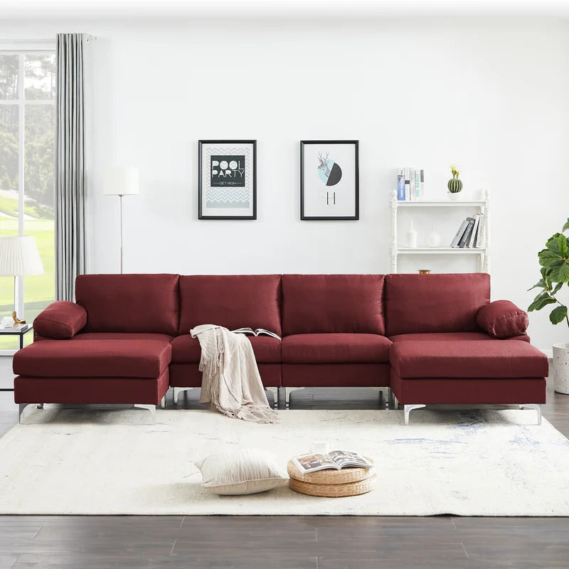 U Shape Sofa Set: 131" Wide Reversible Corner Sectional 5 Seater Sofa