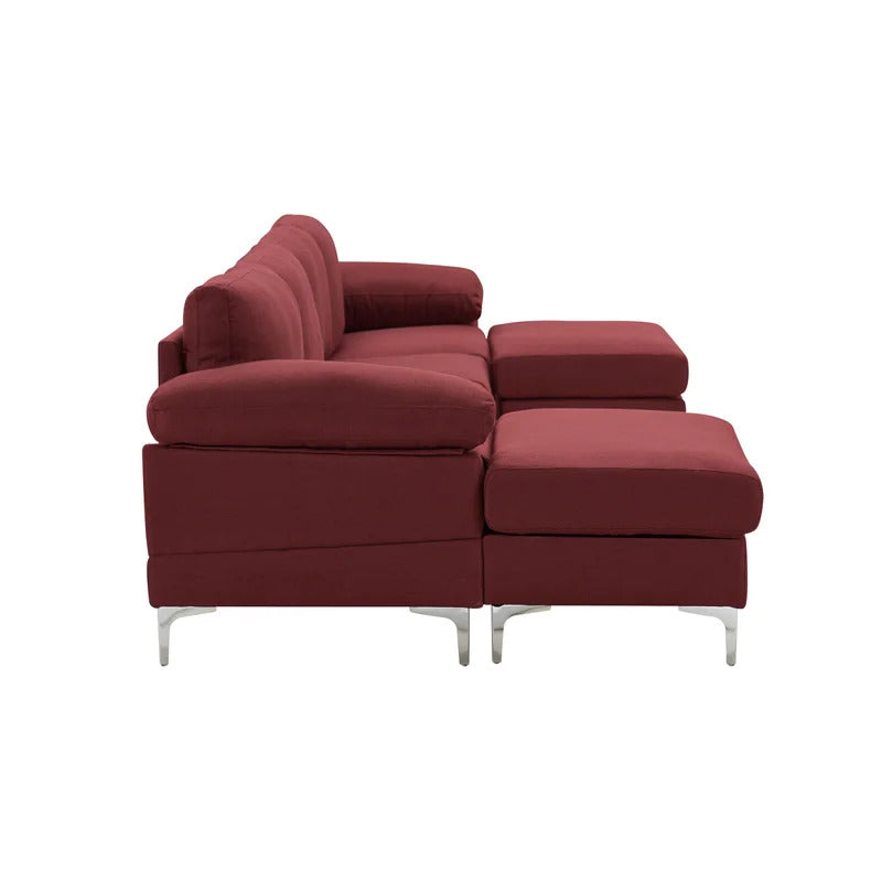 U Shape Sofa Set: 131" Wide Reversible Corner Sectional 5 Seater Sofa