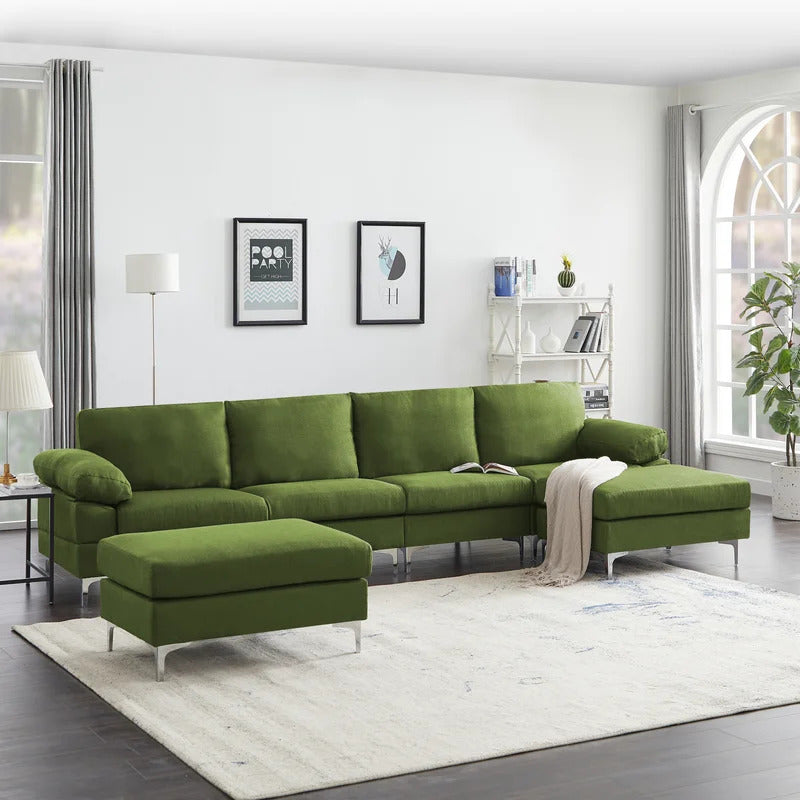 U Shape Sofa Set: 131" Wide Reversible Corner Sectional 5 Seater Sofa