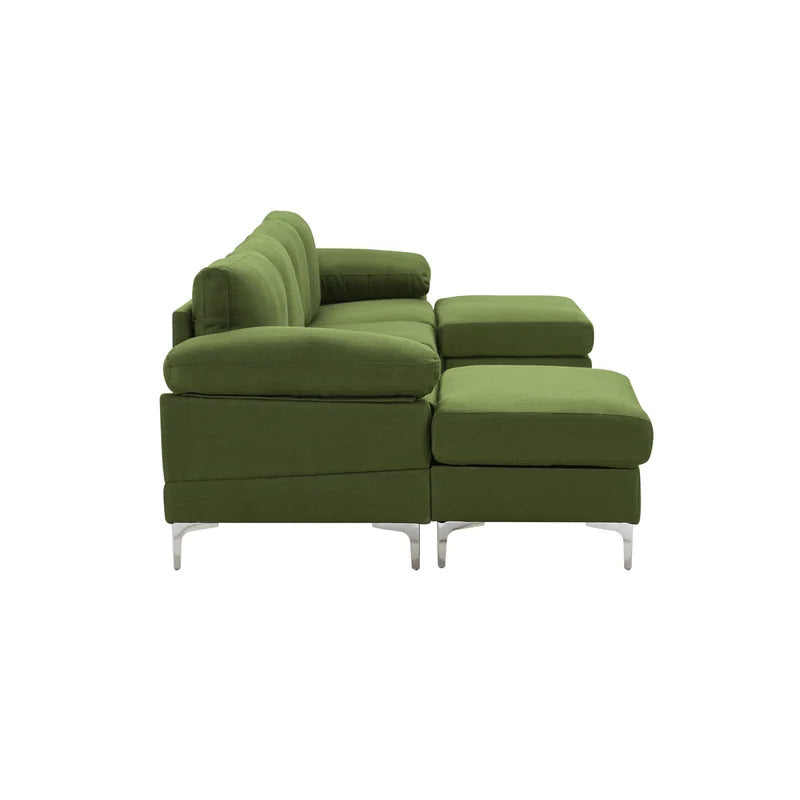 U Shape Sofa Set: 131" Wide Reversible Corner Sectional 5 Seater Sofa