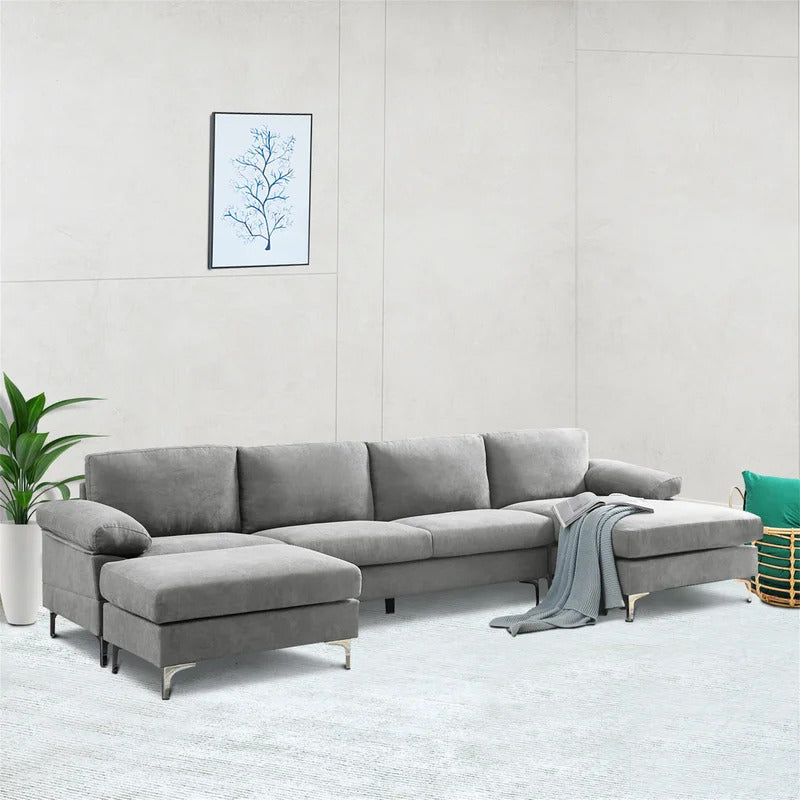 U Shape Sofa Set: 131" Wide Reversible Corner Sectional 5 Seater Sofa