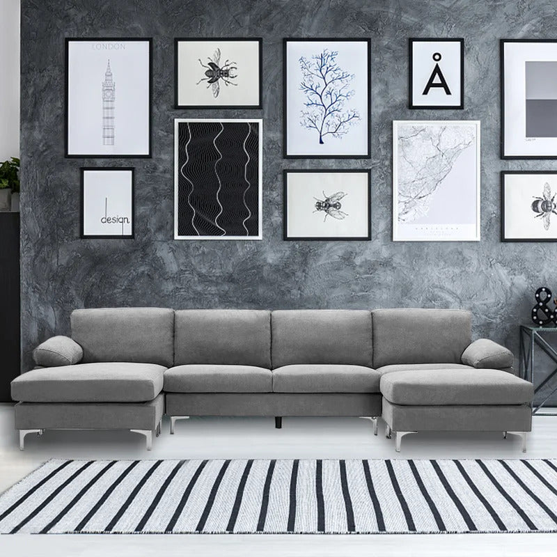 U Shape Sofa Set: 131" Wide Reversible Corner Sectional 5 Seater Sofa