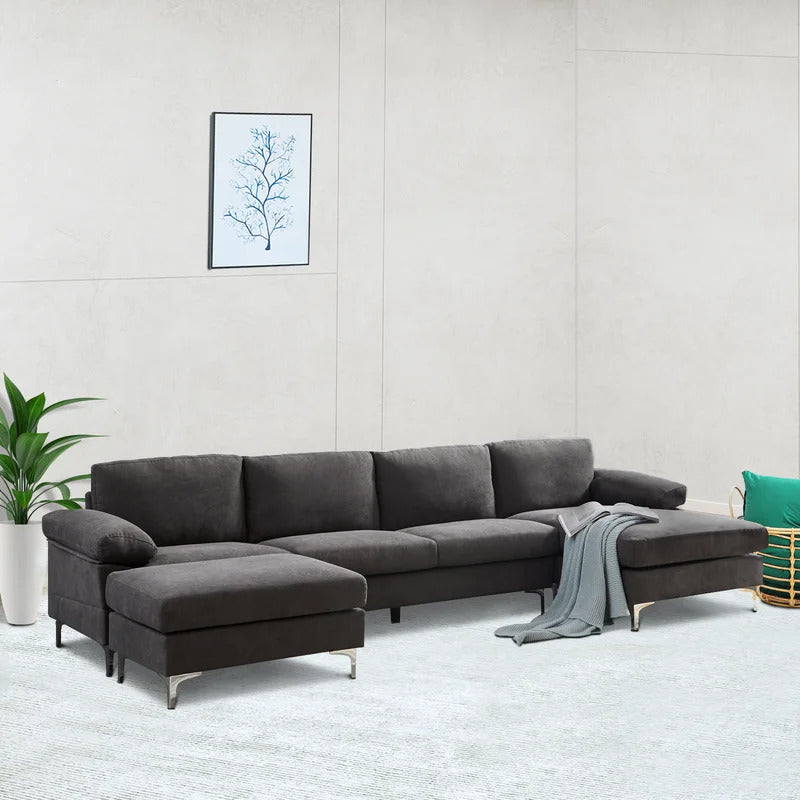 U Shape Sofa Set: 131" Wide Reversible Corner Sectional 5 Seater Sofa