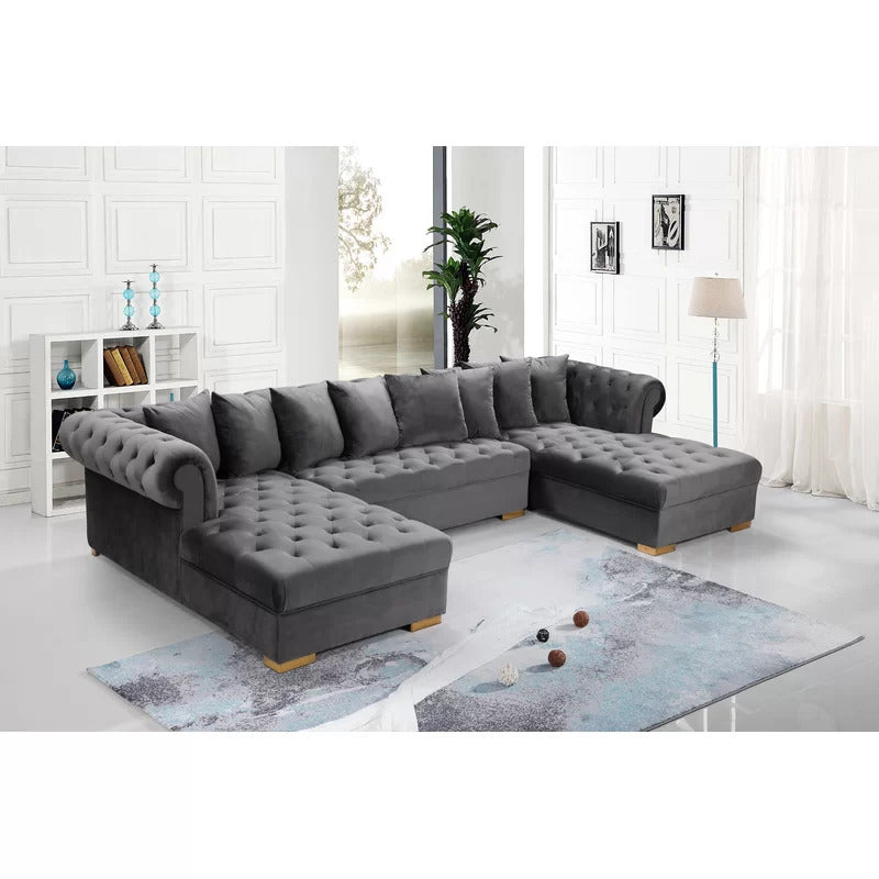 U Shape Sofa Set : 134" Wide Velvet Symmetrical