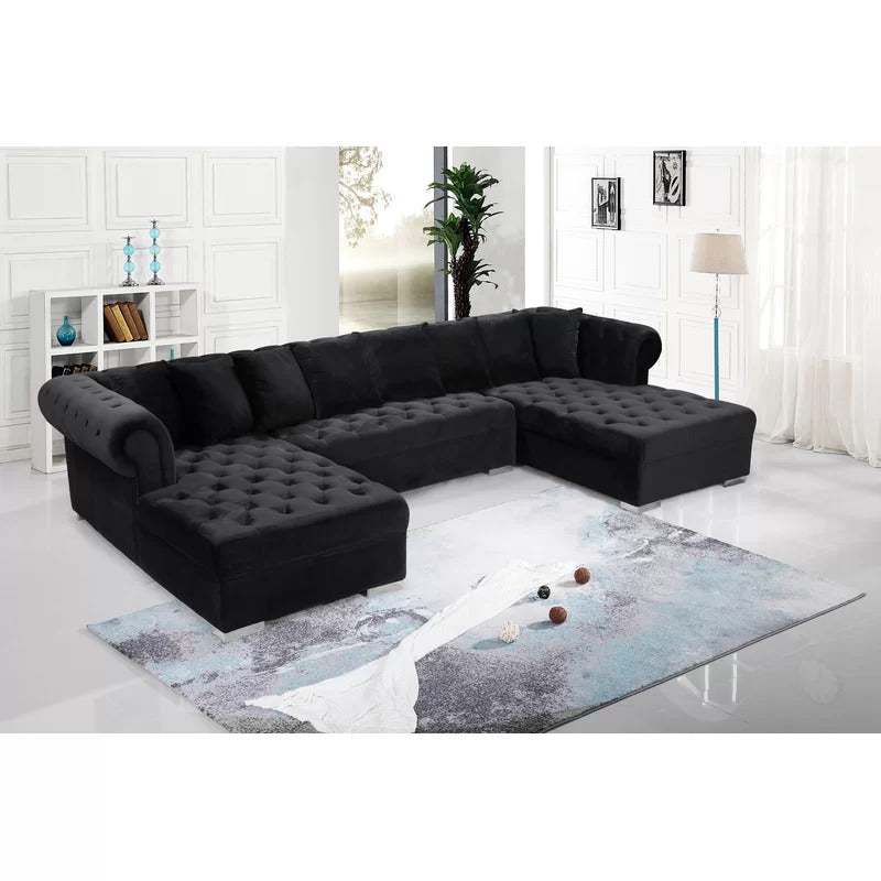U Shape Sofa Set : 134" Wide Velvet Symmetrical