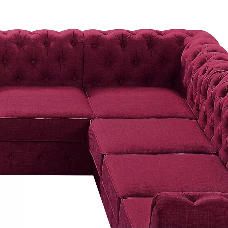 U Shape Sofa Set: 135" Wide Linen Symmetrical Sectional 11 Seater Sofa