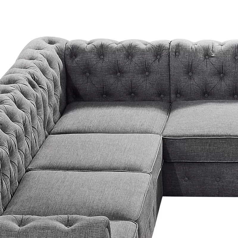 U Shape Sofa Set: 135" Wide Linen Symmetrical Sectional 11 Seater Sofa