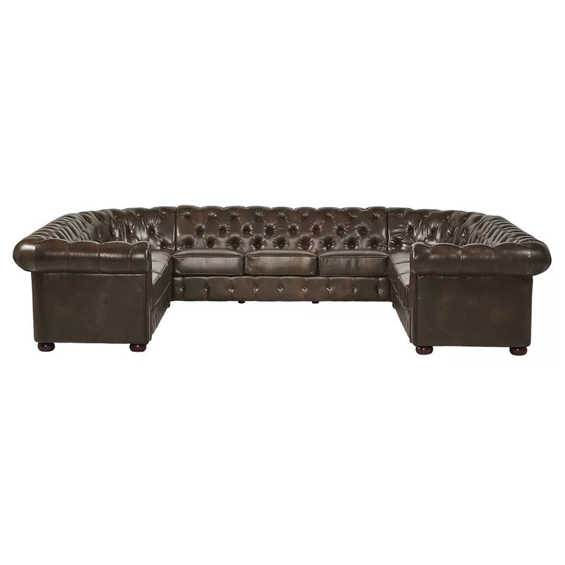 U Shape Sofa Set : 11 Seater 143.4" Wide Faux Leatherette Symmetrical