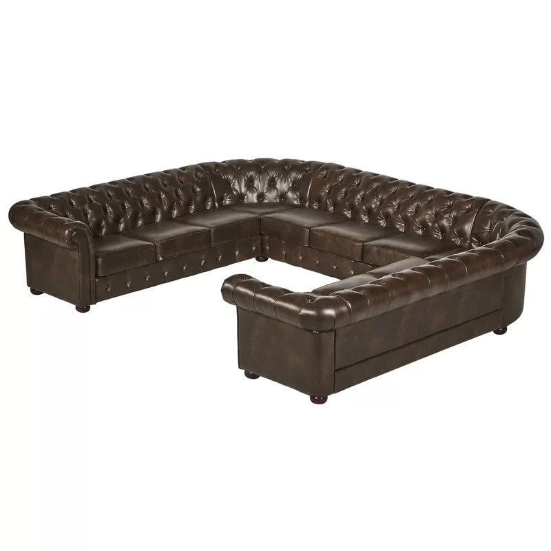 U Shape Sofa Set : 11 Seater 143.4" Wide Faux Leatherette Symmetrical