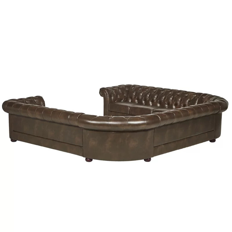 U Shape Sofa Set: 9 Seater Sofa Set 143.4" Wide Faux Leatherette Symmetrical Sectional Sofa