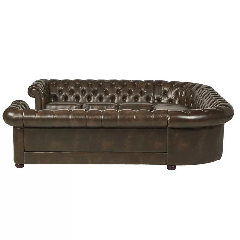 U Shape Sofa Set: 9 Seater Sofa Set 143.4" Wide Faux Leatherette Symmetrical Sectional Sofa