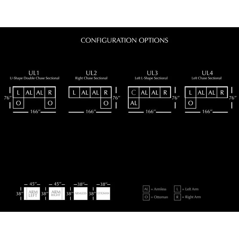U Shape Sofa Set: 4 Seater 166" Modular Large Sectional Sofa Set