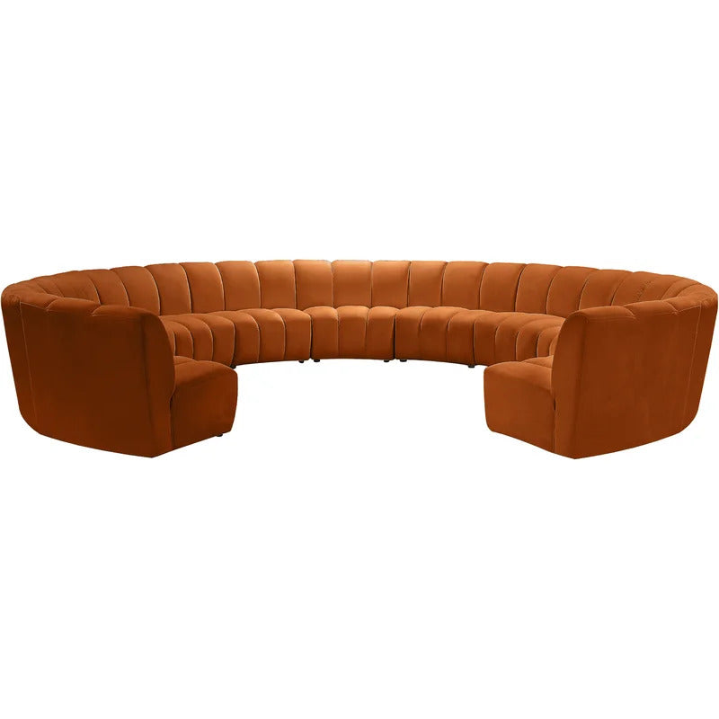 U Shape Sofa Set: 183" Wide Velvet Symmetrical Corner Sectional 11 Seater Sofa
