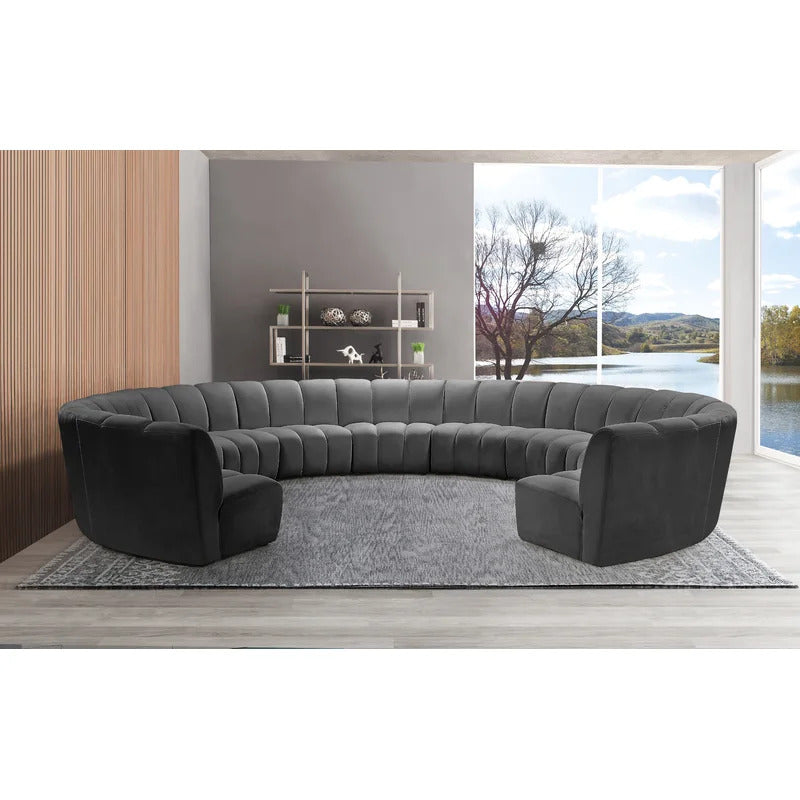U Shape Sofa Set: 183" Wide Velvet Symmetrical Corner Sectional 11 Seater Sofa