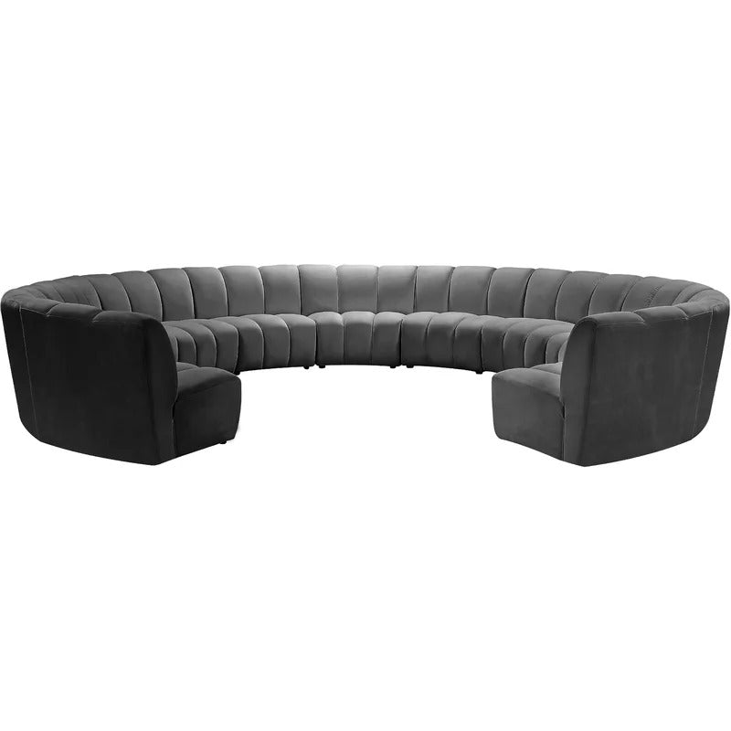 U Shape Sofa Set: 183" Wide Velvet Symmetrical Corner Sectional 11 Seater Sofa