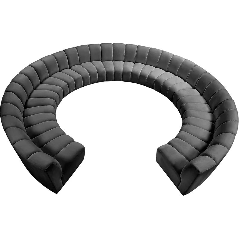 U Shape Sofa Set: 183" Wide Velvet Symmetrical Corner Sectional 11 Seater Sofa