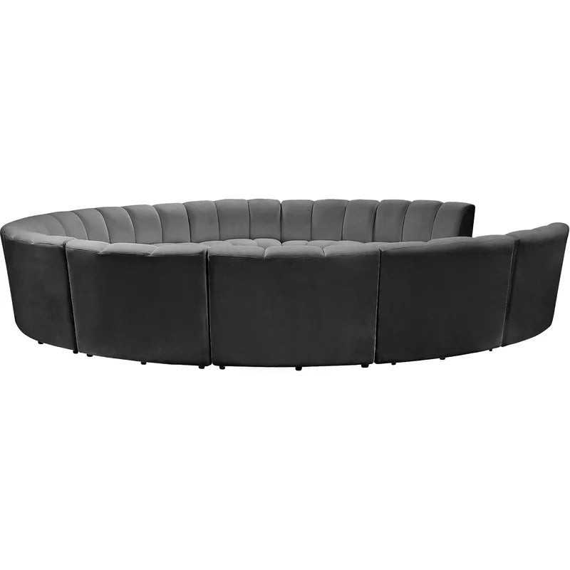 U Shape Sofa Set: 183" Wide Velvet Symmetrical Corner Sectional 11 Seater Sofa